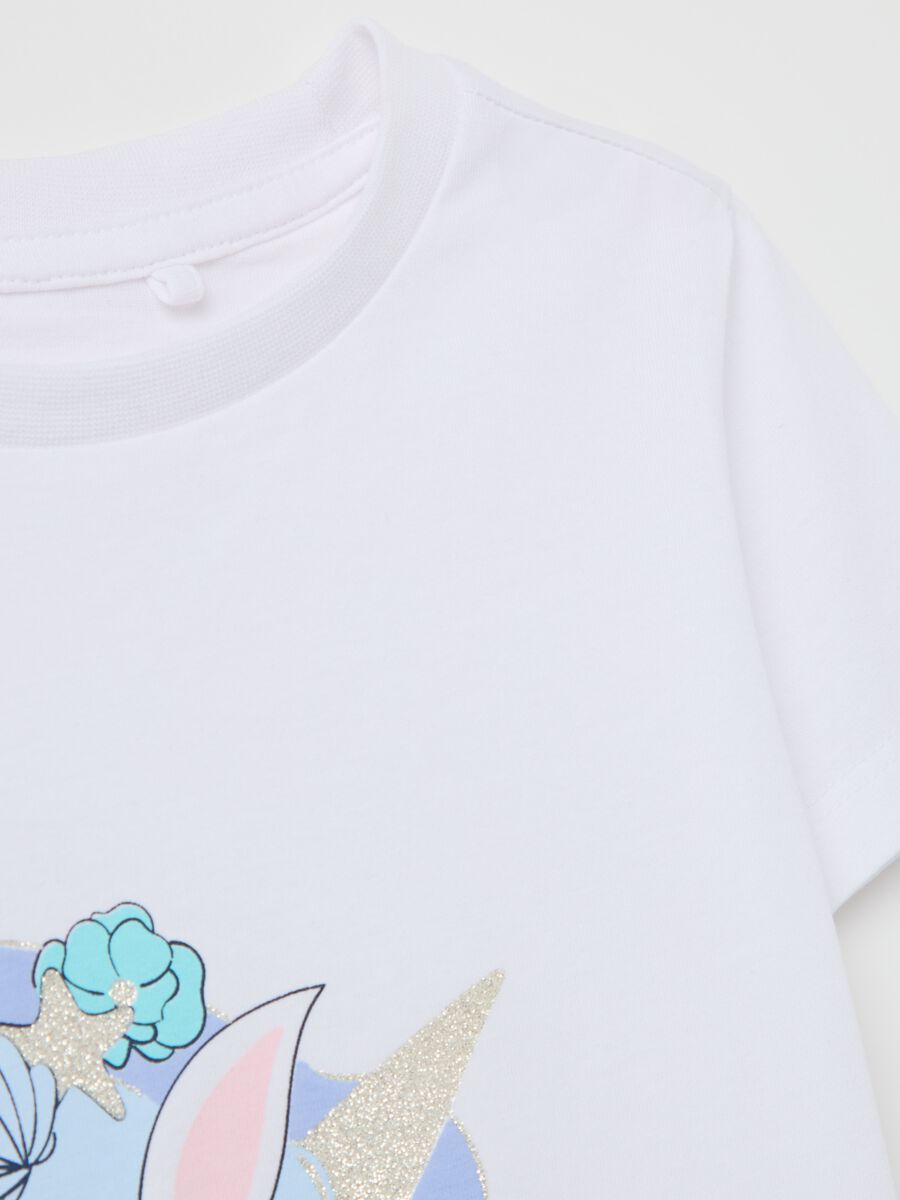 White cotton T-shirt with glitter print_3