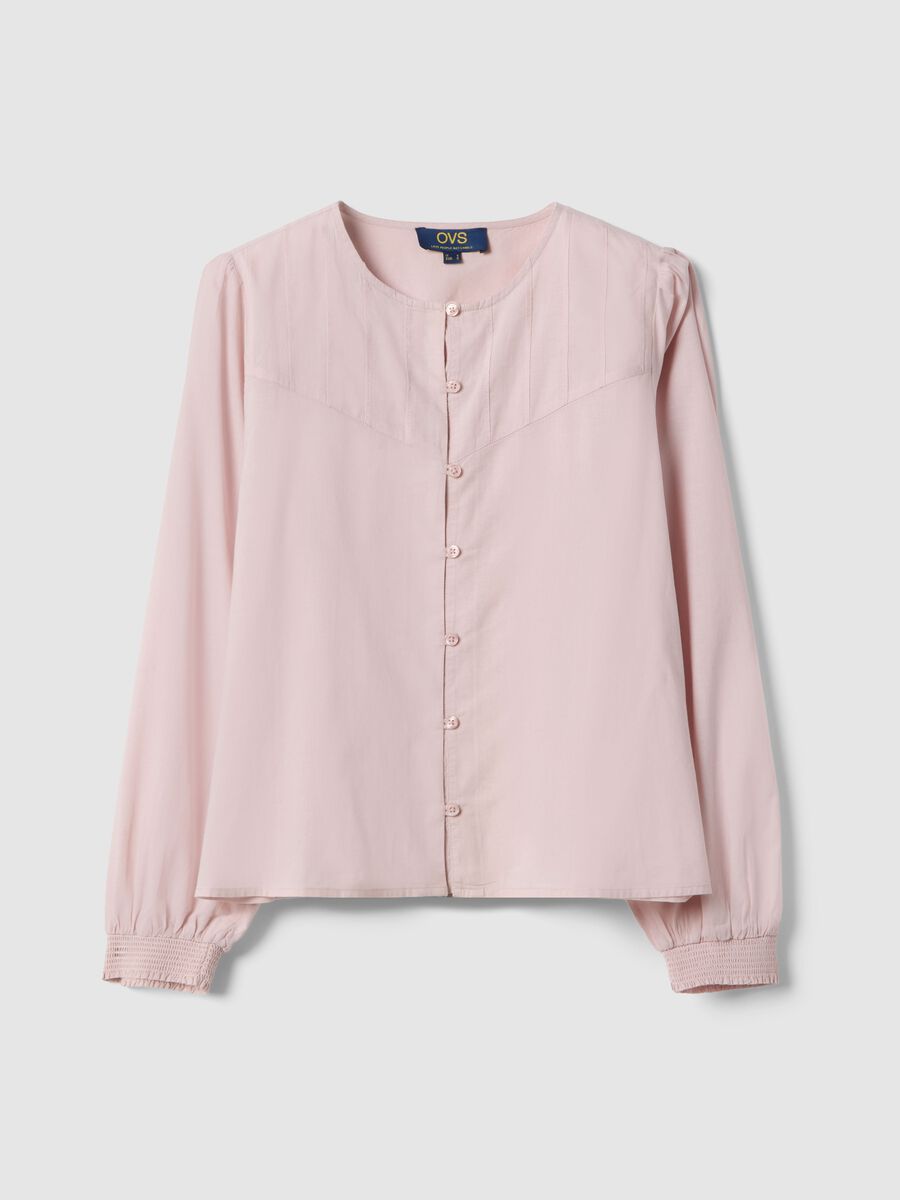 Pink pure cotton regular fit shirt with buttons and rounded collar_4