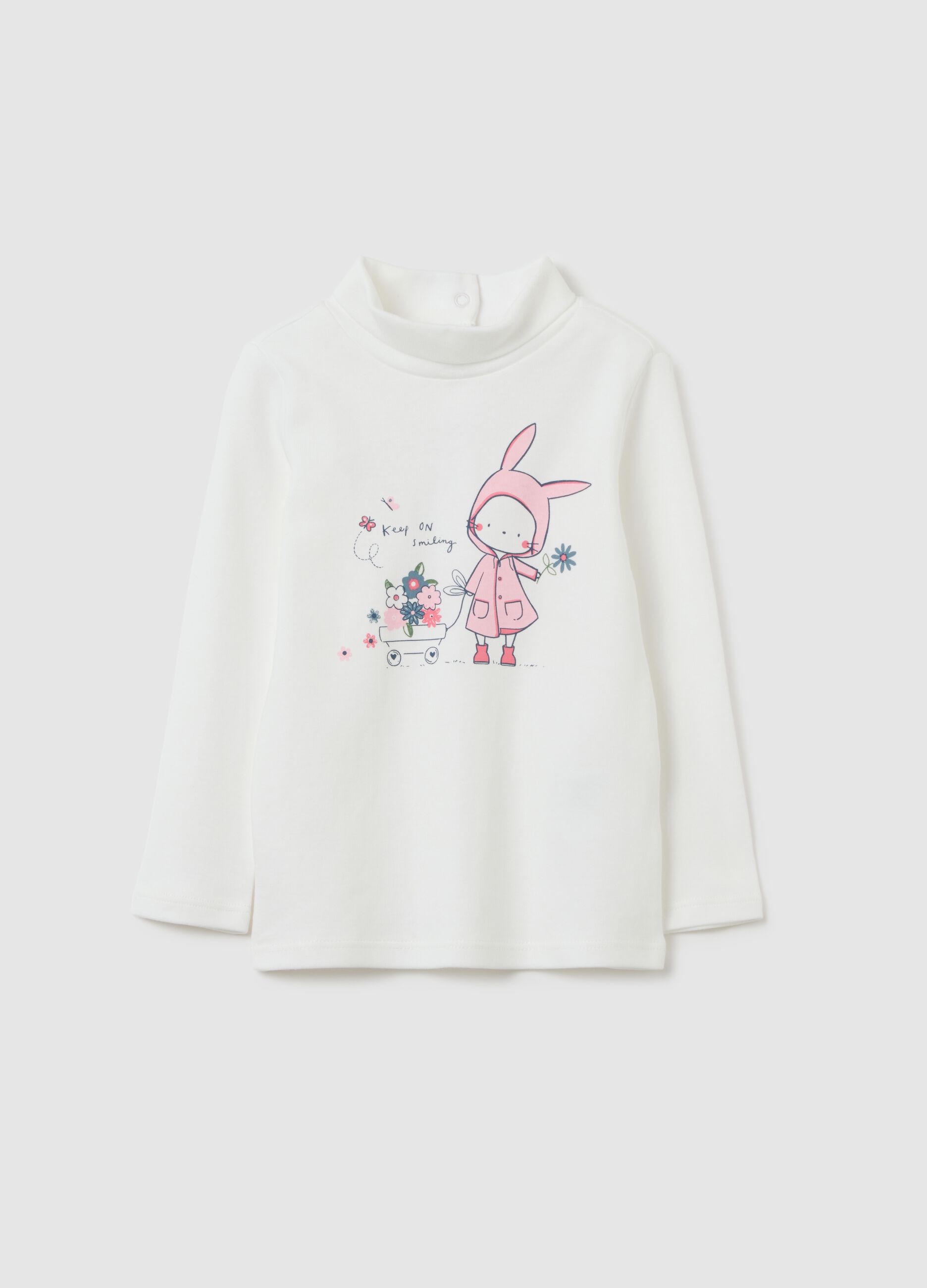 Girl's white pure cotton T-shirt regular fit