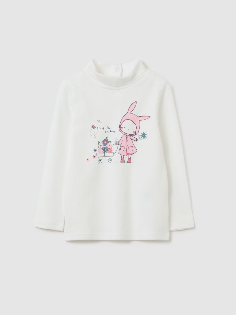 Maglietta da bambina in puro cotone bianca regular fit_0