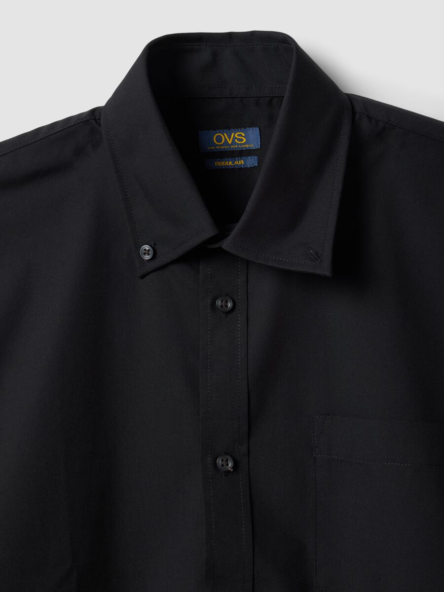 Camicia nera slim fit con colletto classico easy iron_6