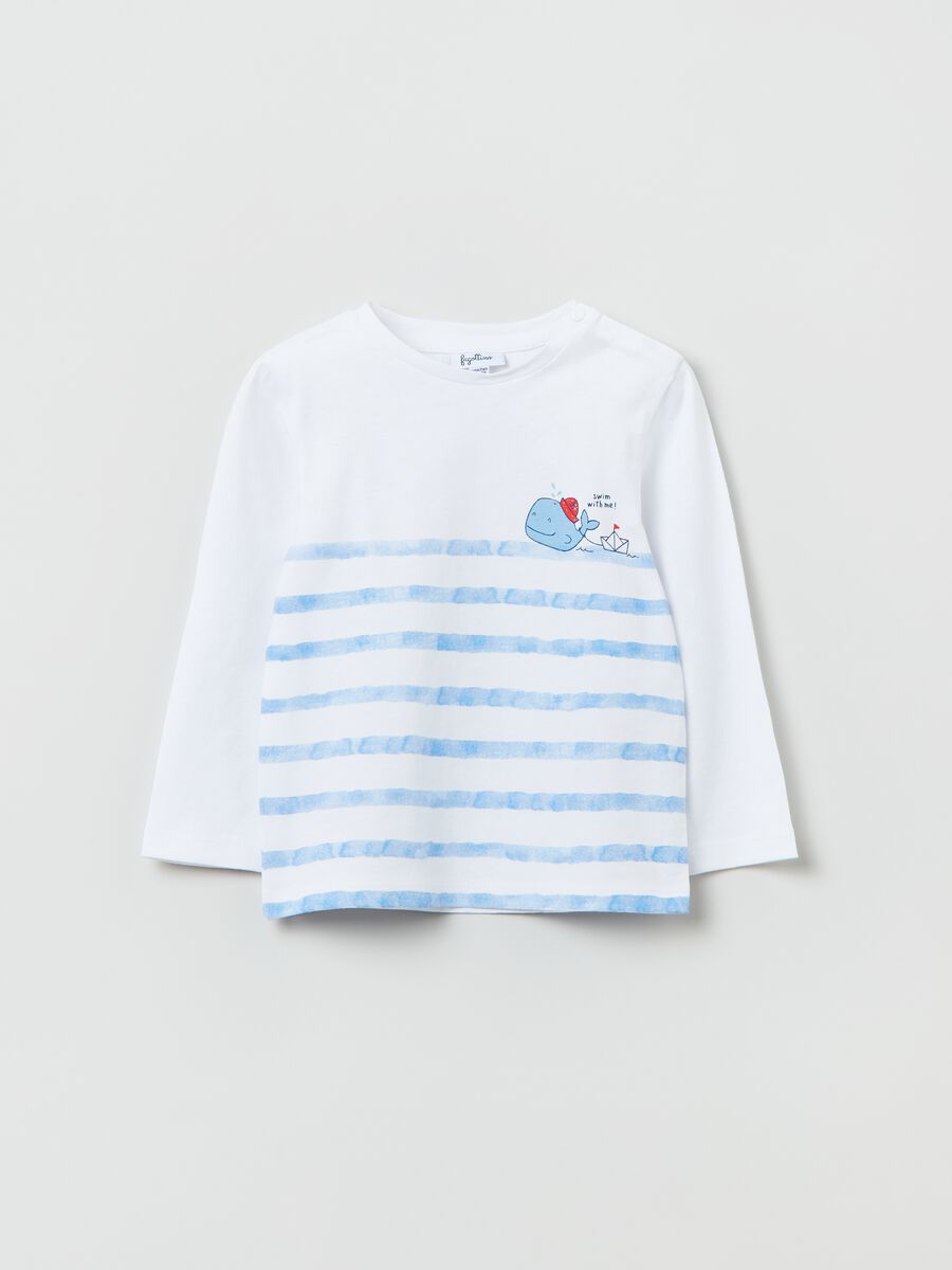 T-shirt a maniche lunghe con stampa balena_0