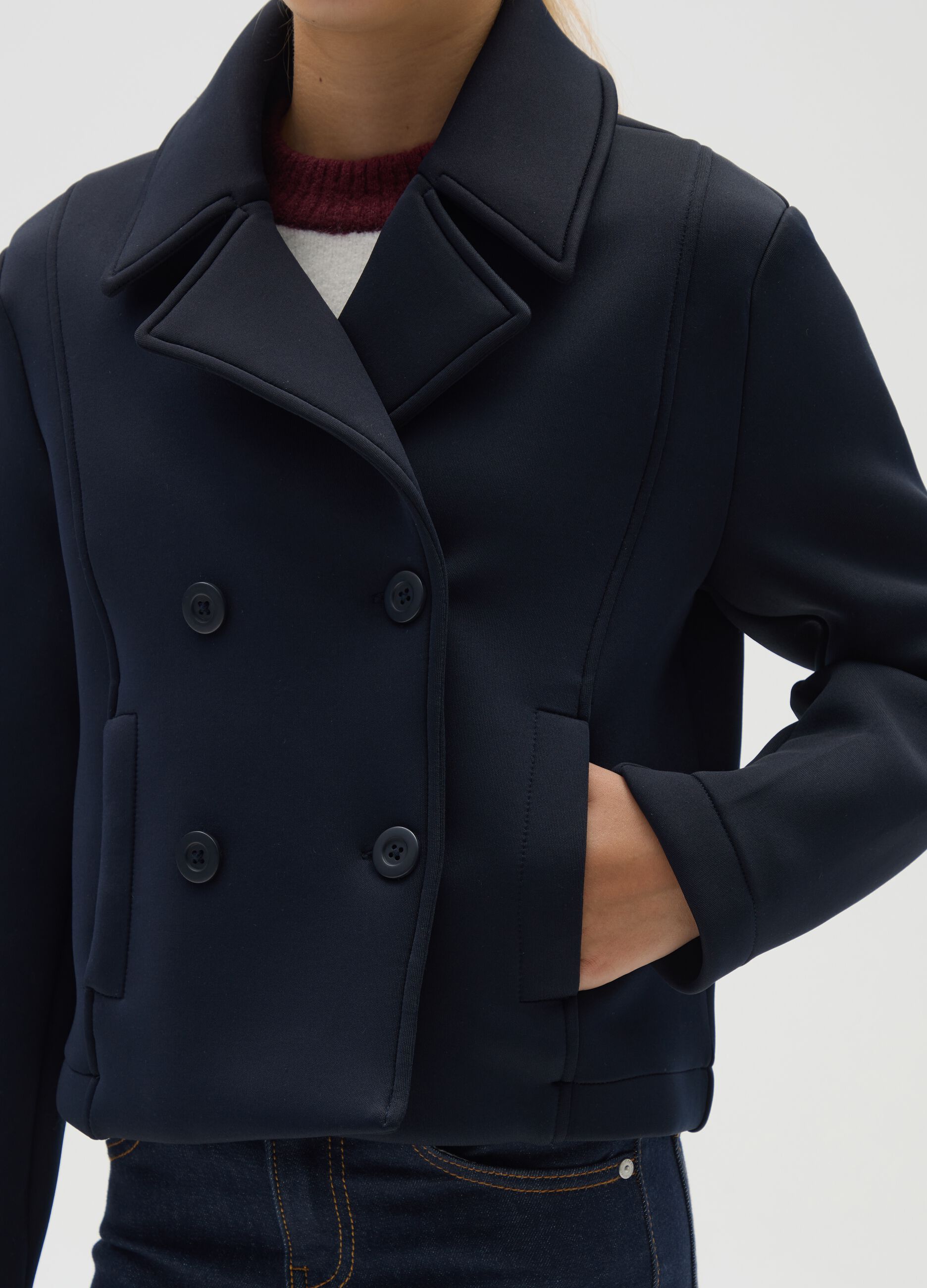 Girls' jacket in blue stretch fabric