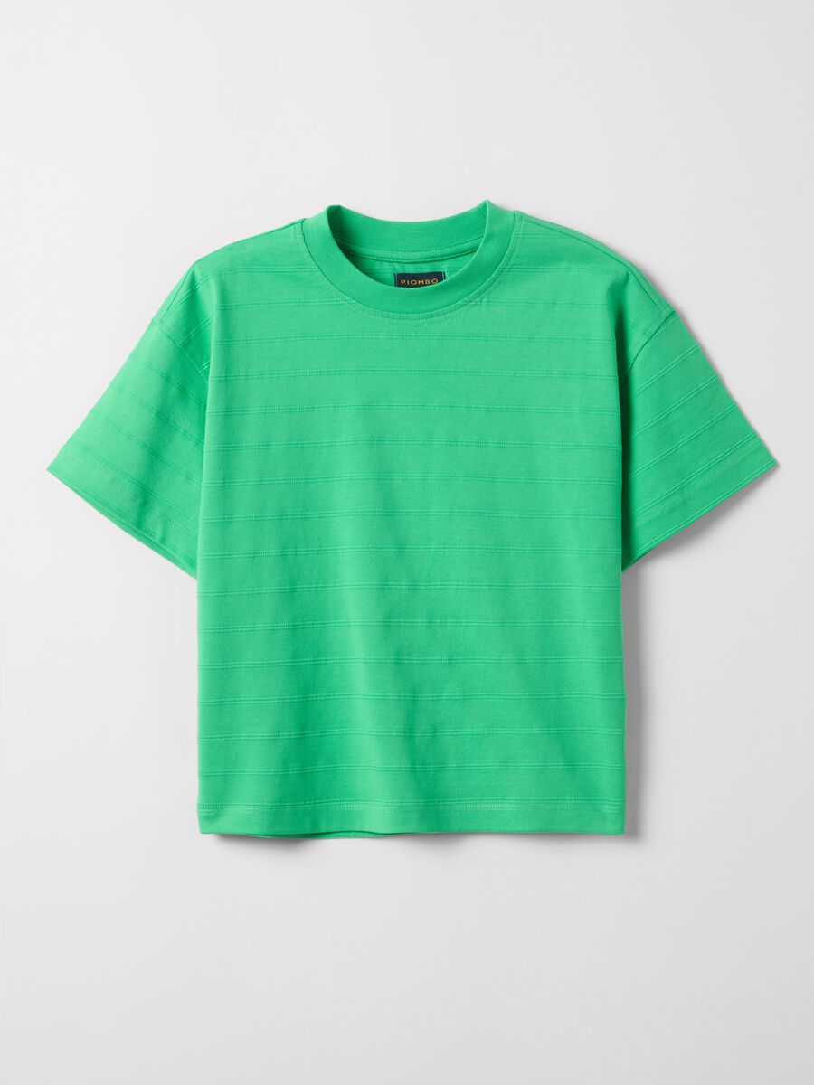 T-shirt in puro cotone verde da bambino regular fit_0