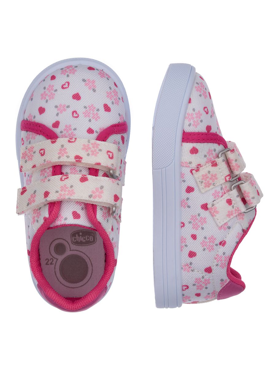 Sneakers multicolor da bambina con chiusura a strappo e motivo a fiori_1