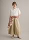 Beige long skirt in pure cotton_0