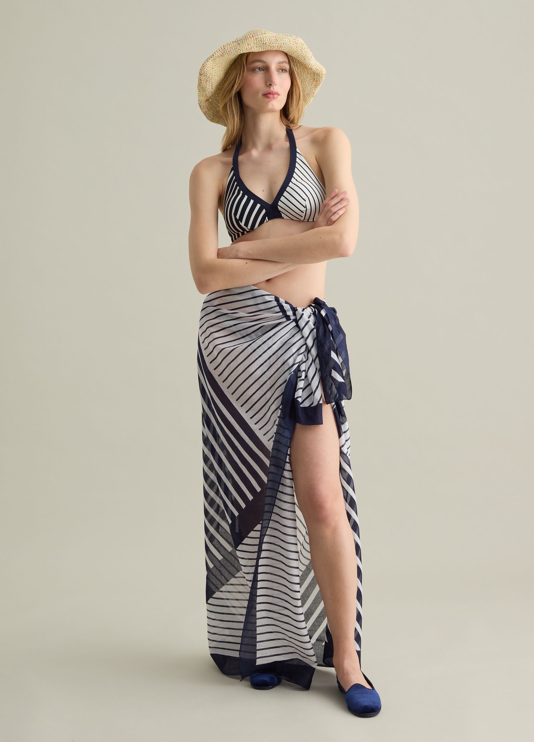 Pareo da donna in puro cotone multicolor regular fit
