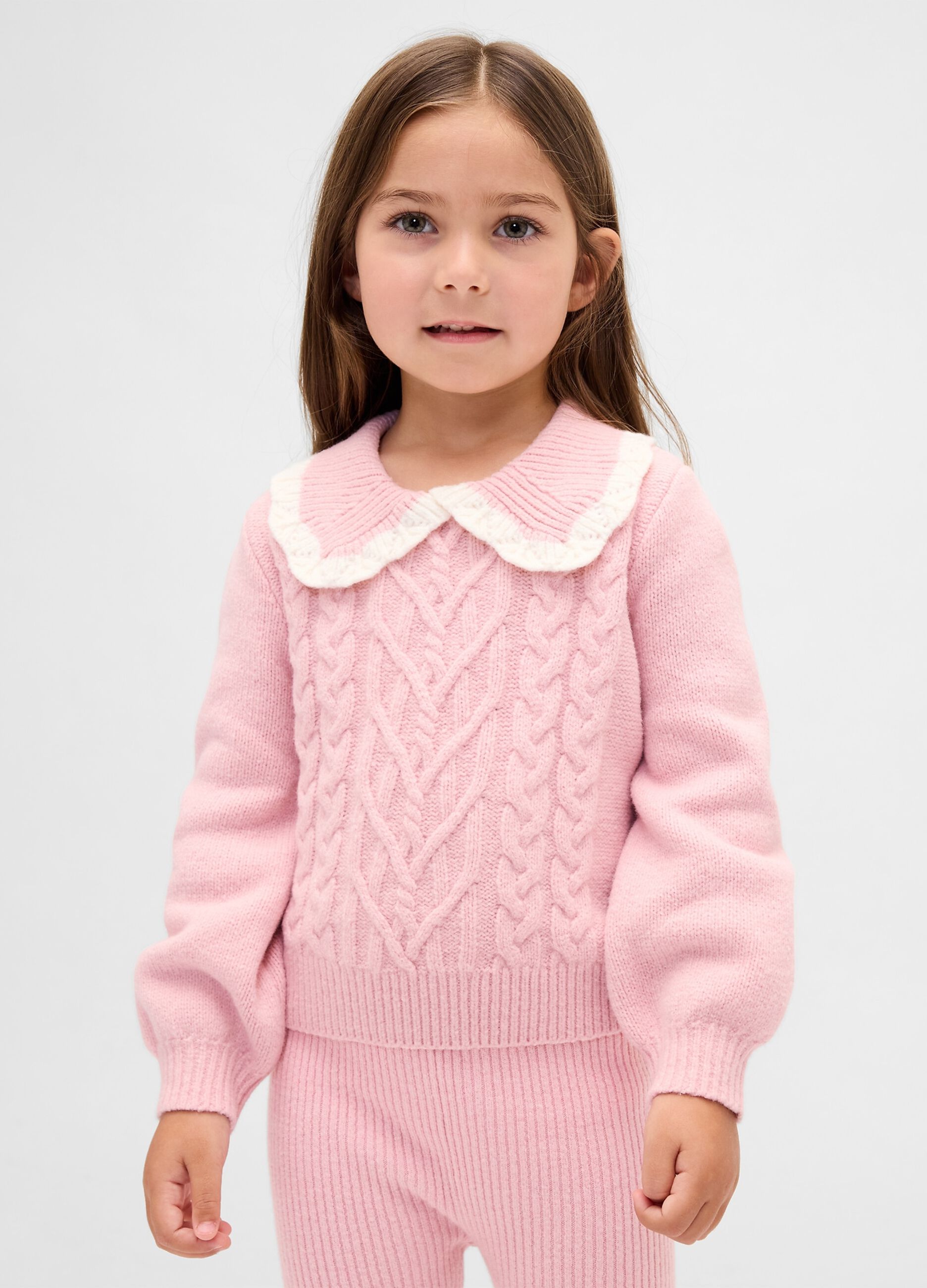 Pink Sweater with Collar for Girls