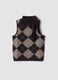 Brown stretch wool gilet with stand collar_4