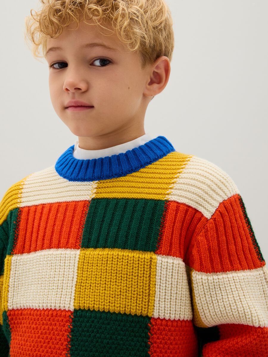 Children's Multicolour Wool Blend Sweater, Regular Fit_2