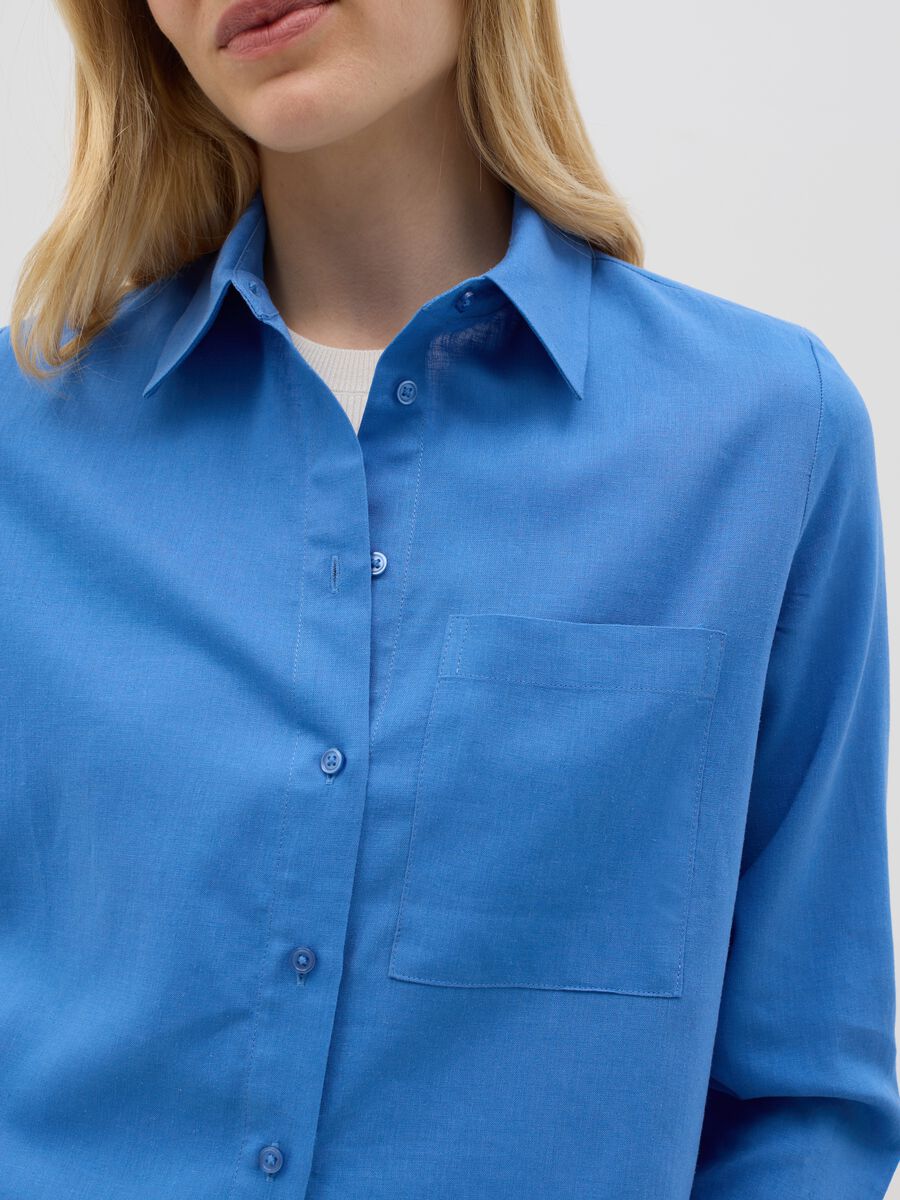Women’s light blue regular-fit shirt in cotton without buttons_3