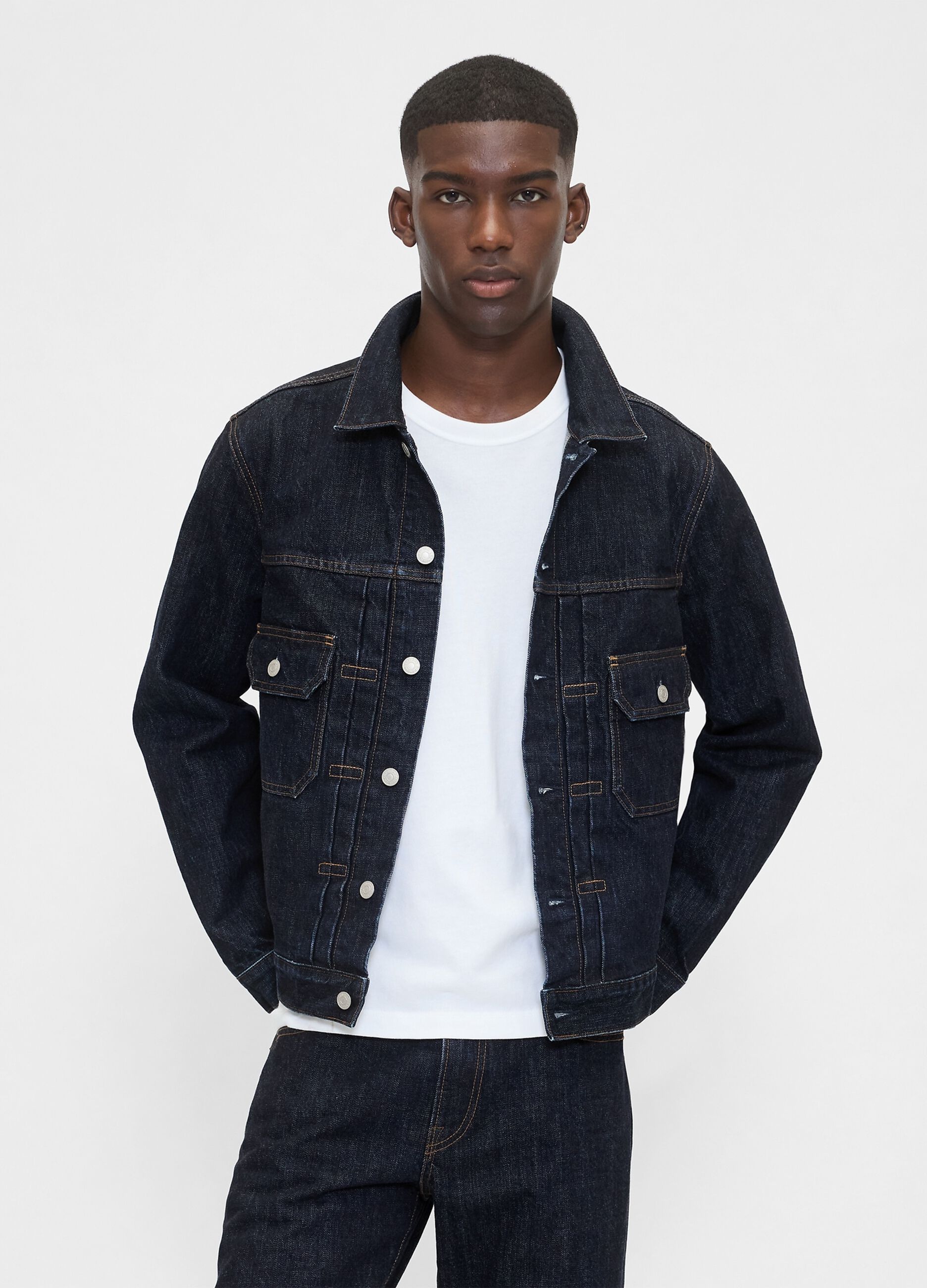 Giacca denim blu in cotone