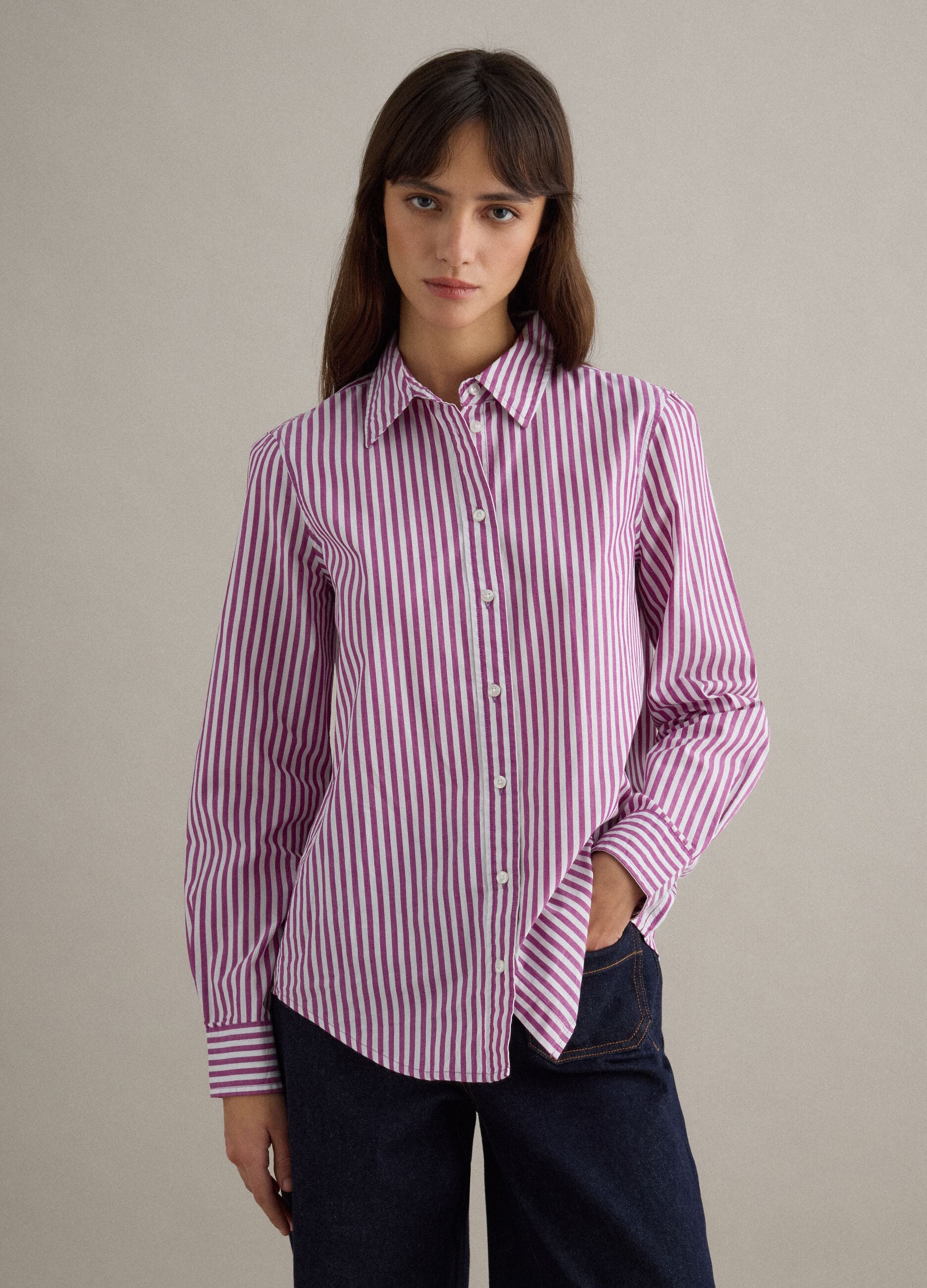 Pure cotton multicolour striped regular fit shirt