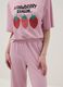 Long pink pure cotton pyjamas with strawberries, regular fit_3
