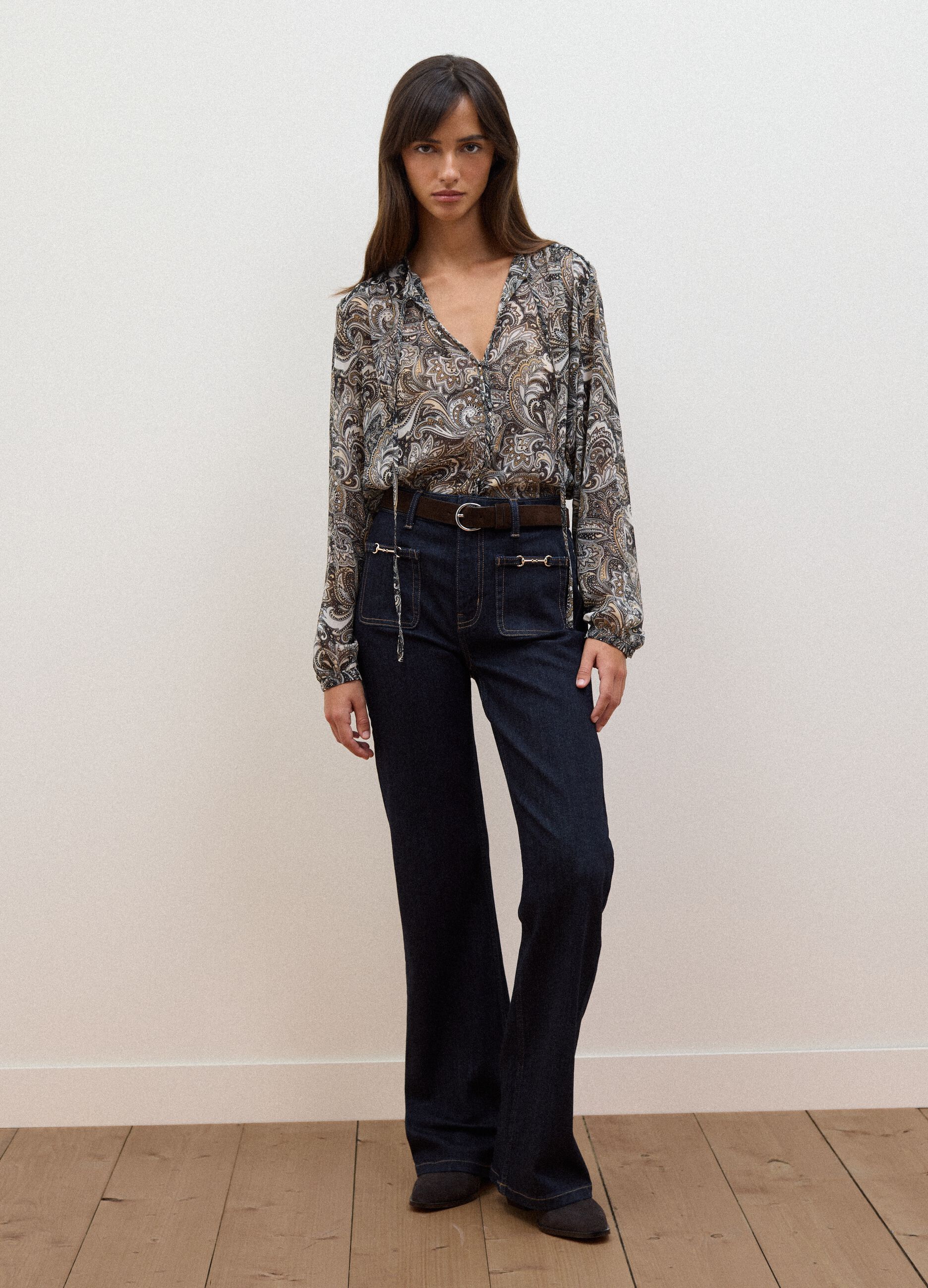 Multicolour paisley-print long-sleeve shirt