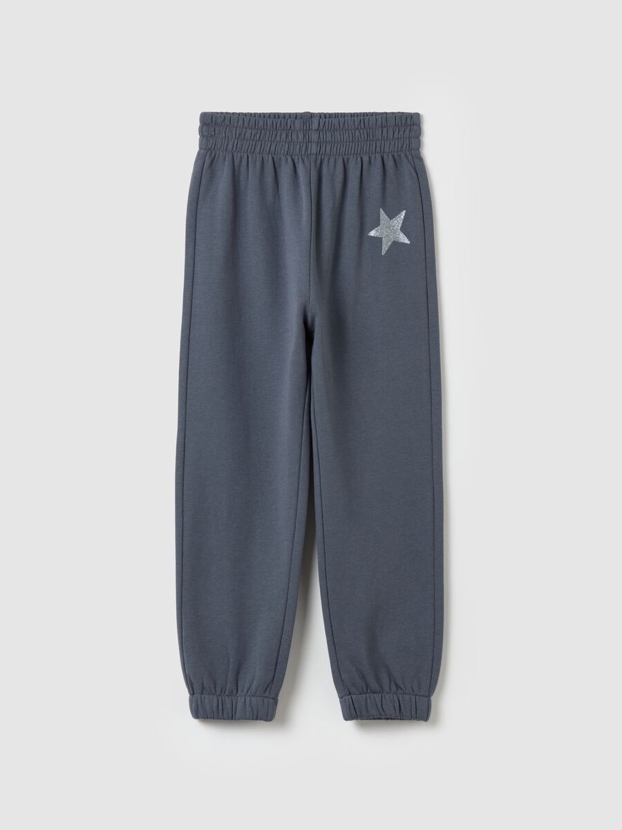 Joggers with elasticated trims and star print_0