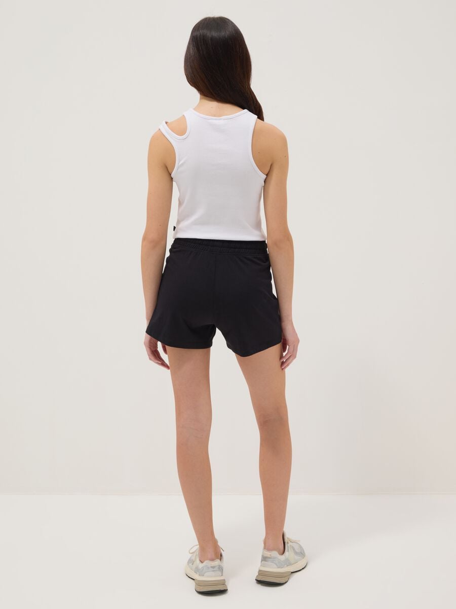Pantaloncini in puro cotone nero da ragazza regular fit_1