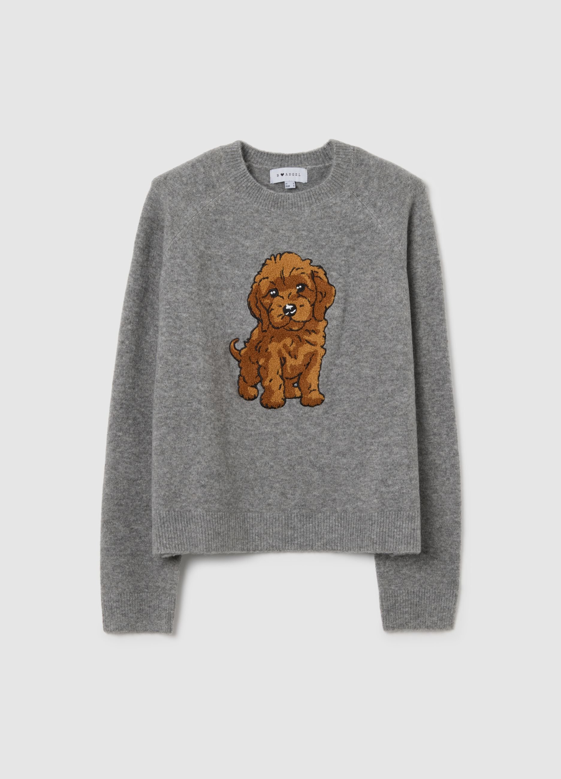 Grey jumper in viscose and wool blend