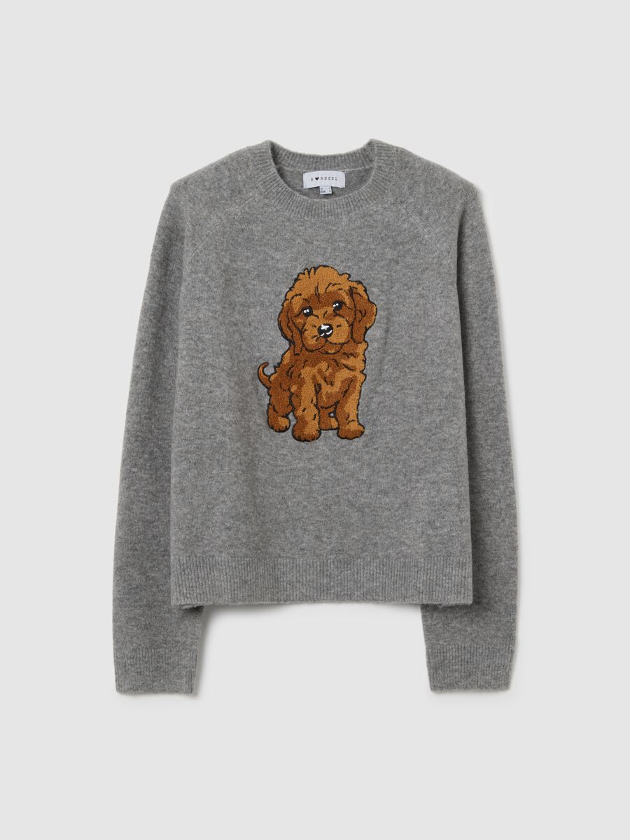 Maglione grigio in misto viscosa e lana_0
