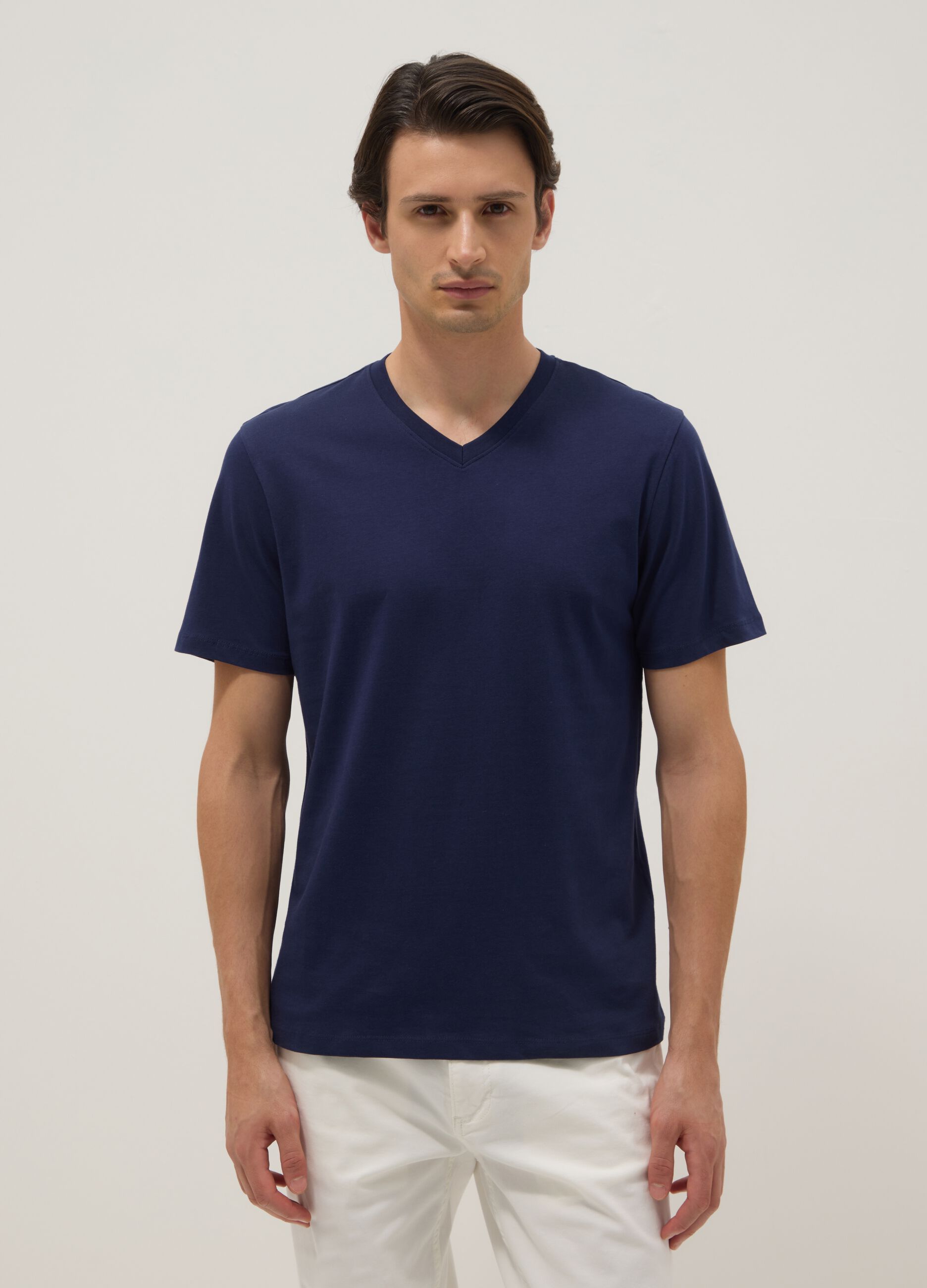 Blue pure cotton regular fit T-shirt