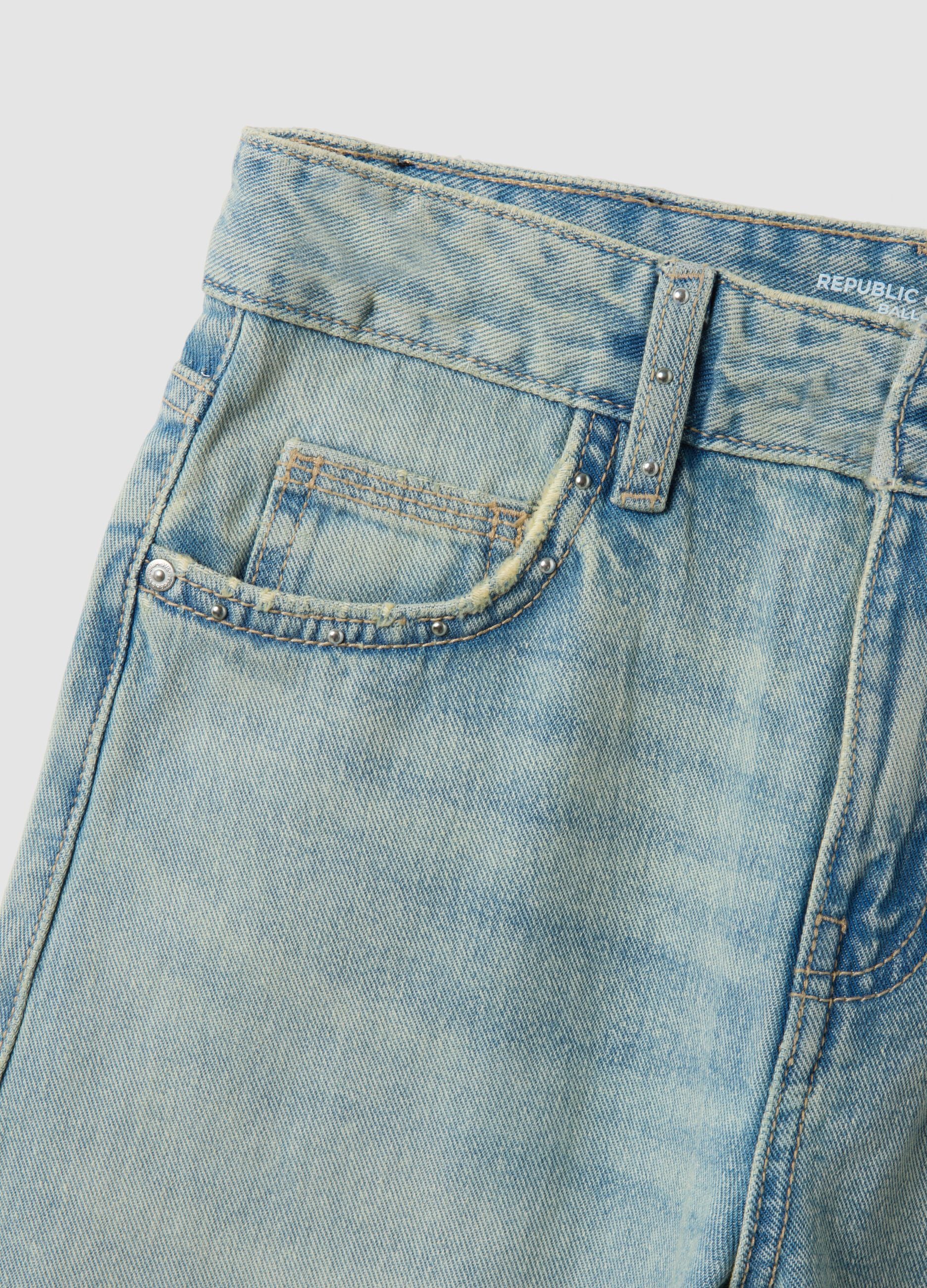 Light blue pure cotton balloon jeans