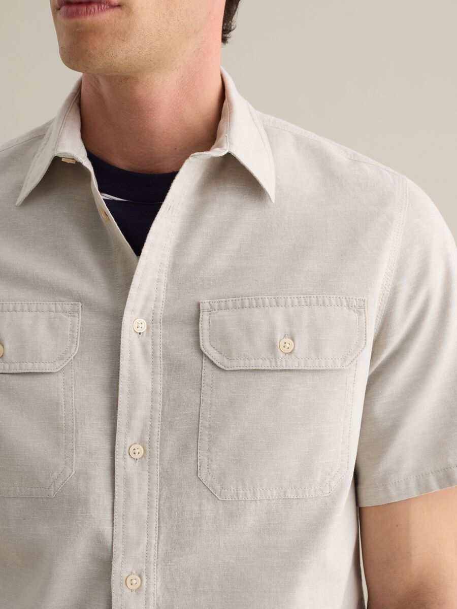 Cotton and Linen Shirt with Pockets Lead_2