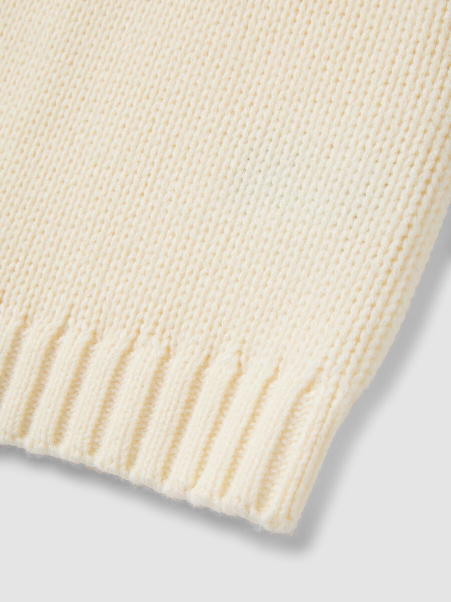 Gilet bianco girocollo in misto lana over fit_1