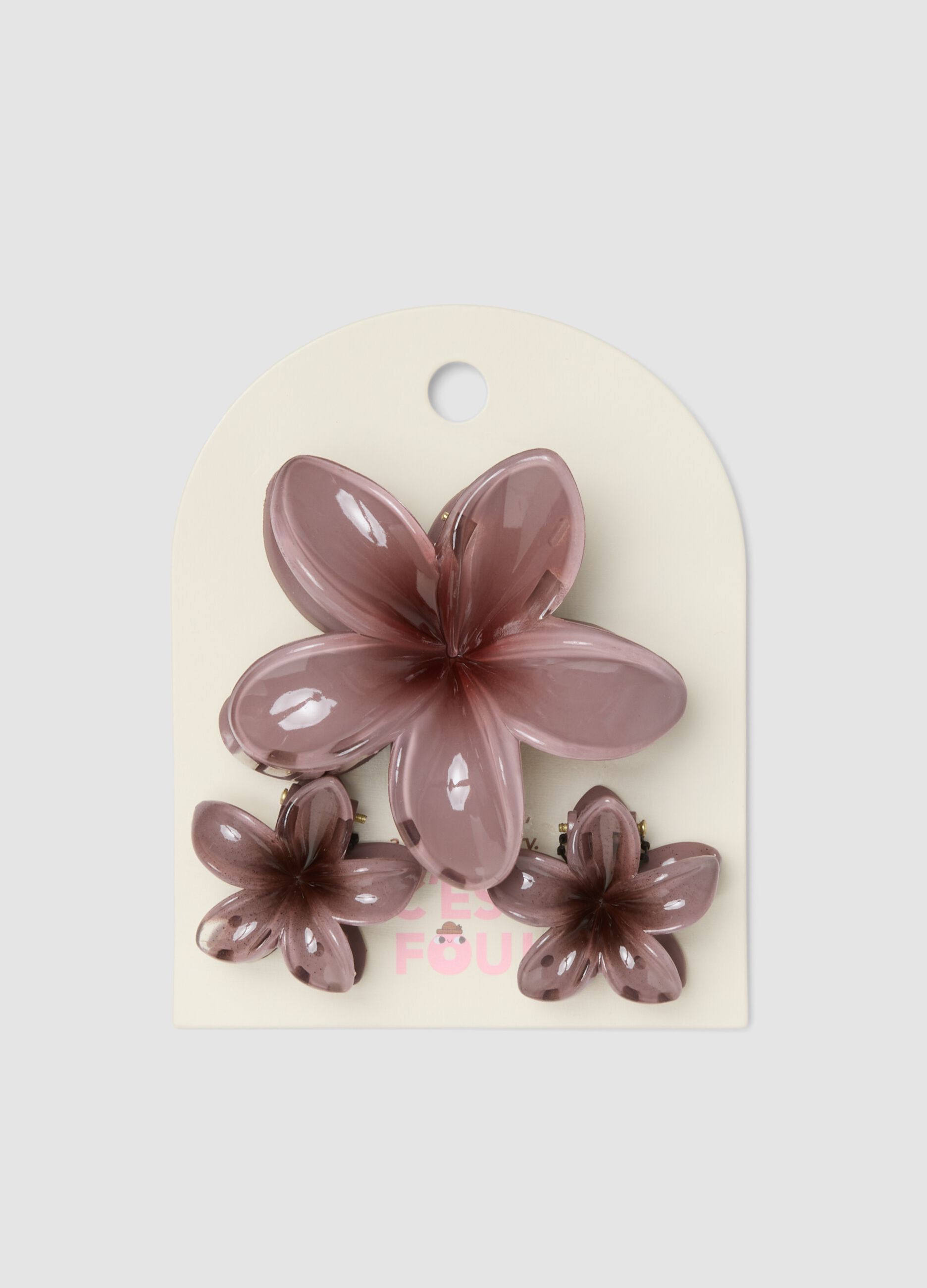 Pink Flower Hair Clip Set