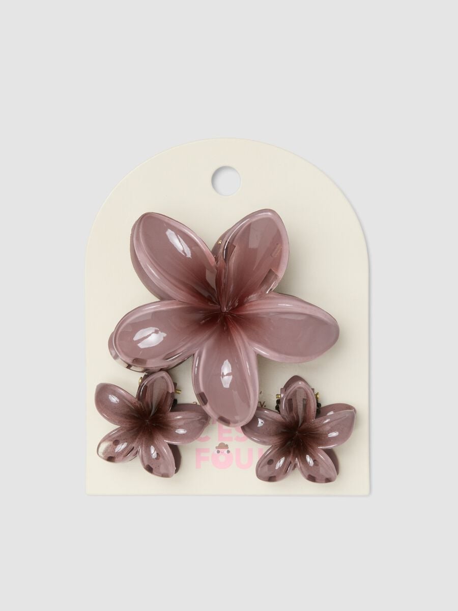 Set di fermagli rosa a fiore_0