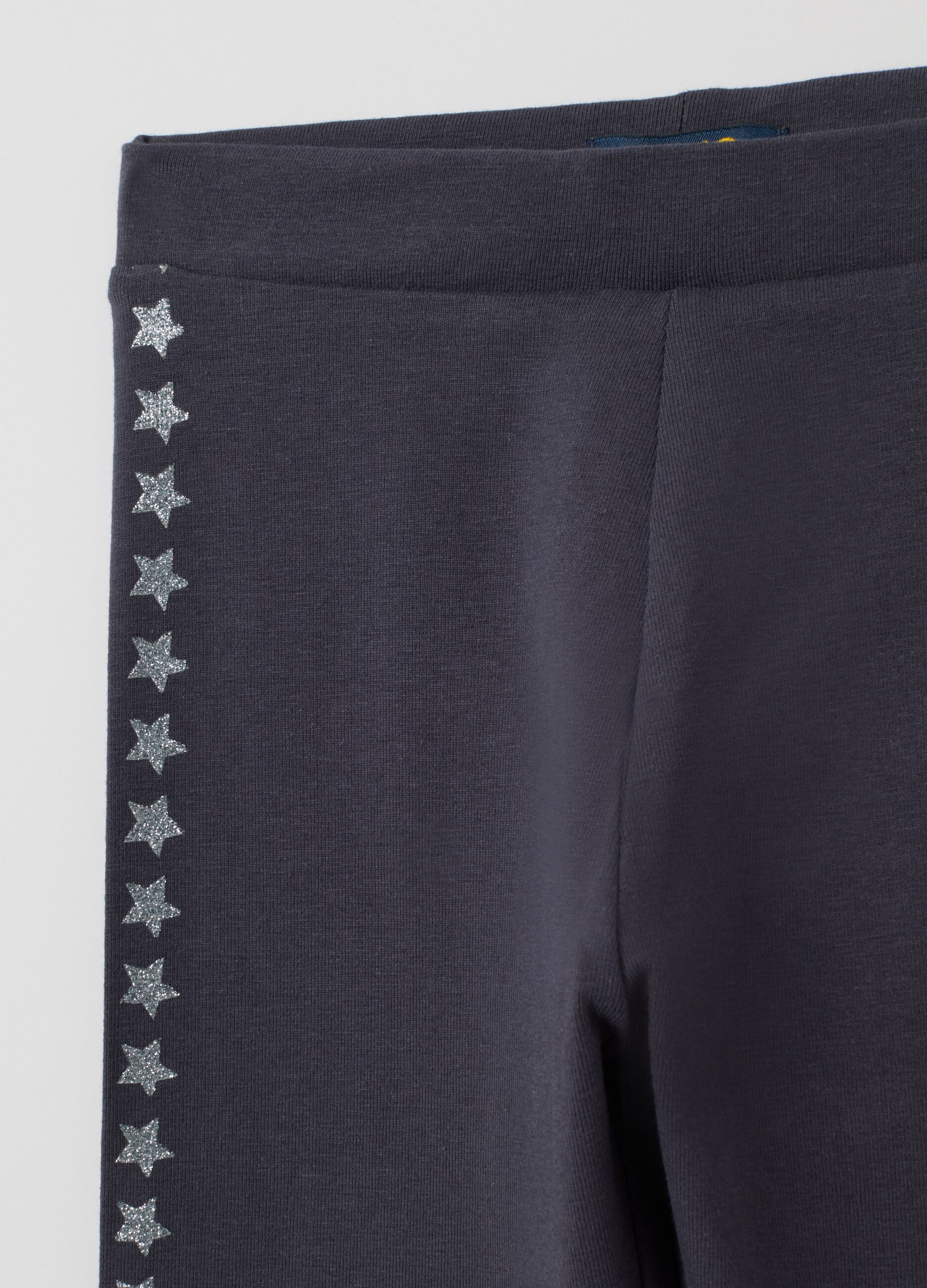 Leggings da bambina in cotone elasticizzato blu