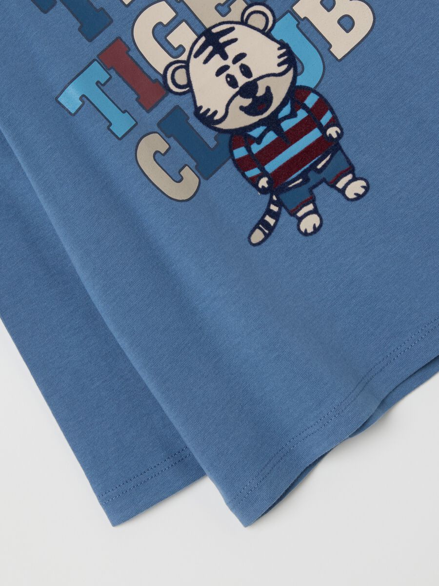 Children's blue pure cotton T-shirt with print_3