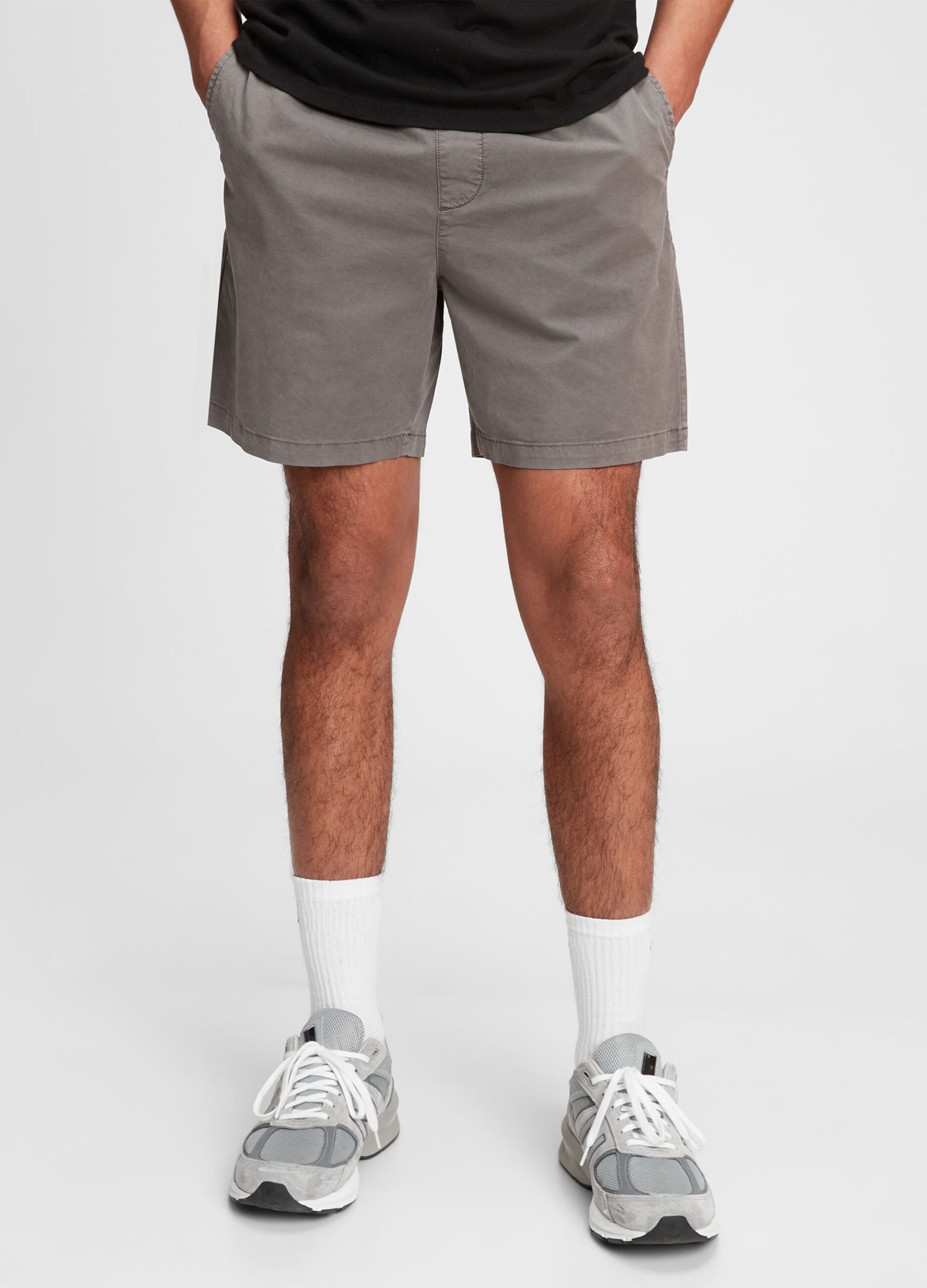 Stretch cotton shorts with drawstring