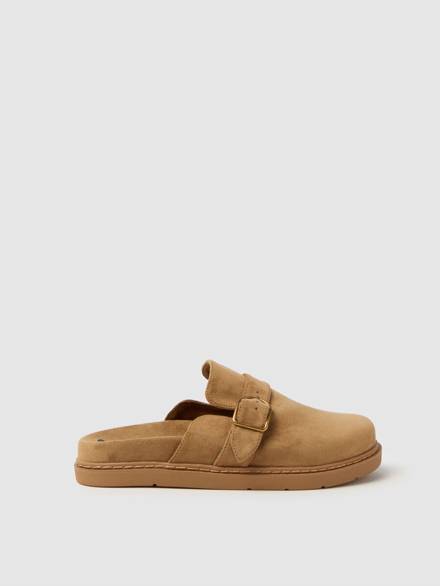 Suede sabots with buckle_1