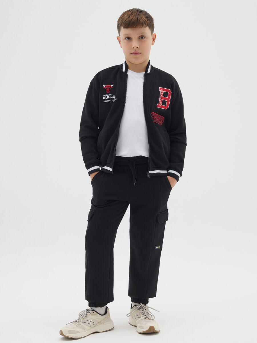 Boys' black joggers in pure cotton with relaxed fit_0