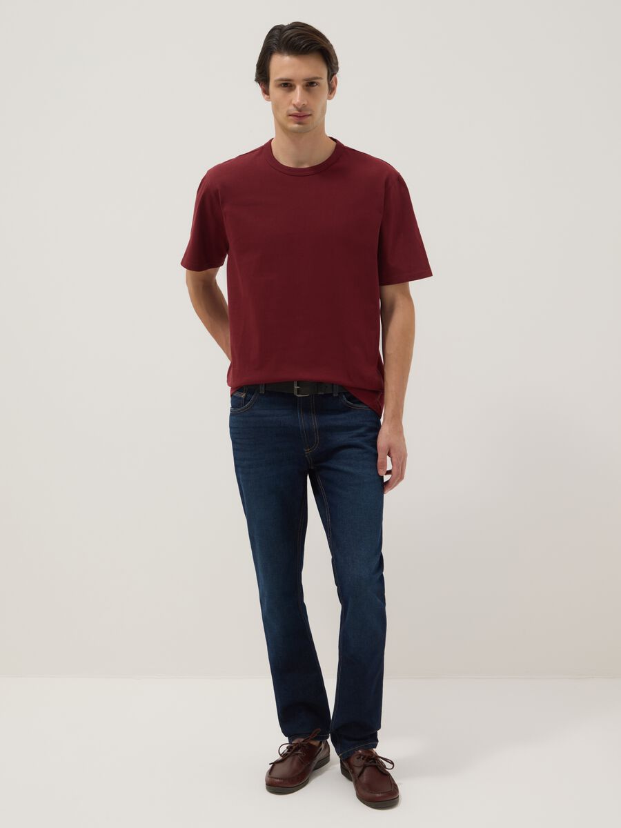 T-shirt girocollo in puro cotone rosso relaxed fit_1
