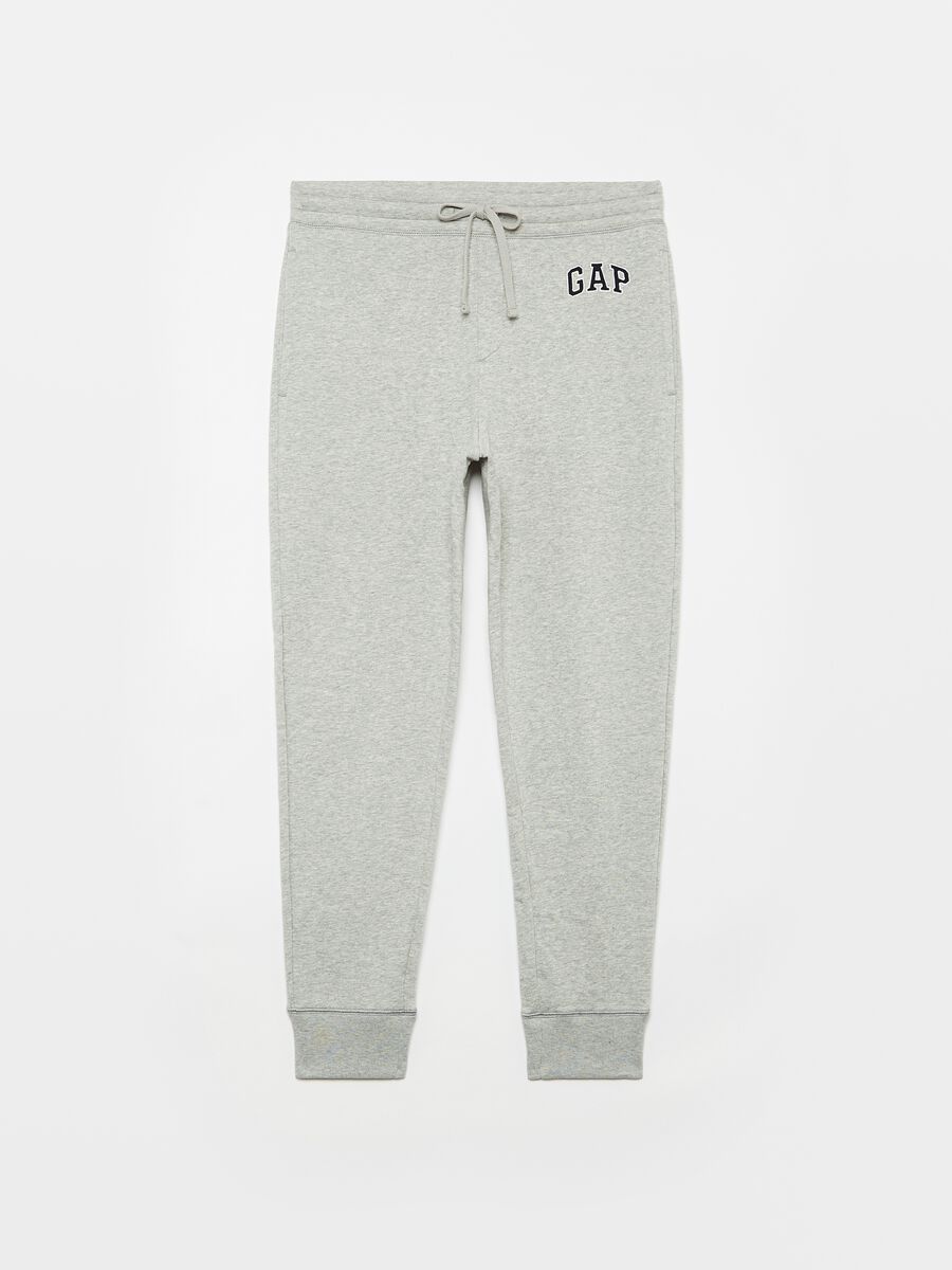 Joggers in felpa melange con ricamo logo_2