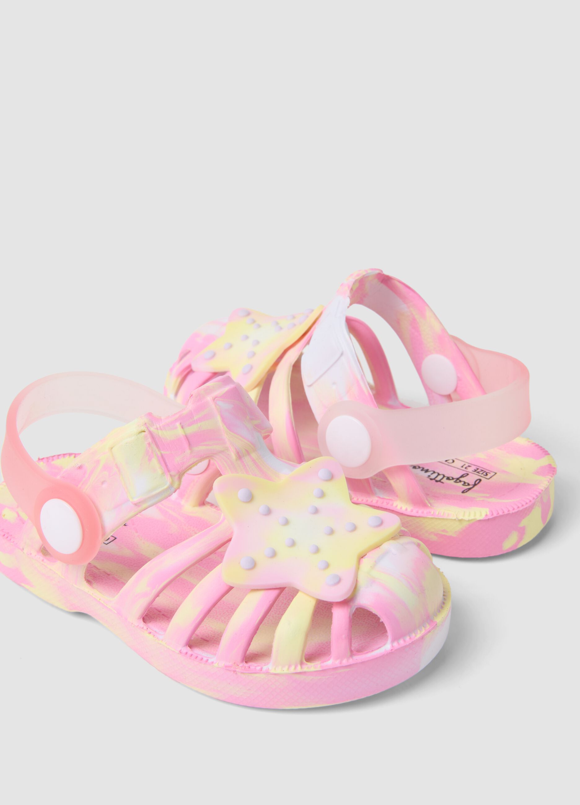 Yellow and pink baby girls&rsquo; sandals with decorative star