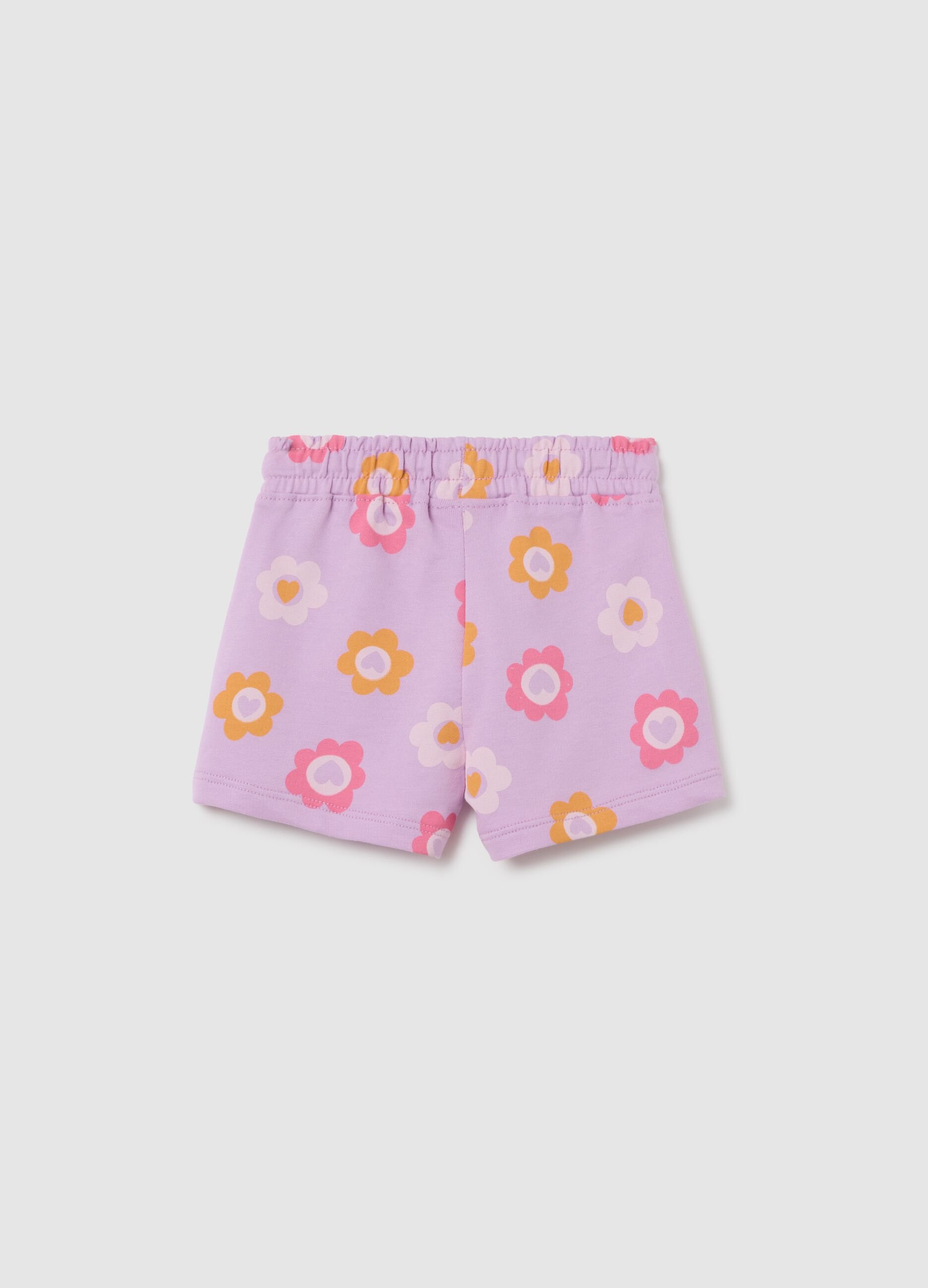 Shorts da bambina in puro cotone multicolor regular fit con coulisse