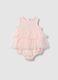 Pink stretchy cotton baby romper with ruffles_0