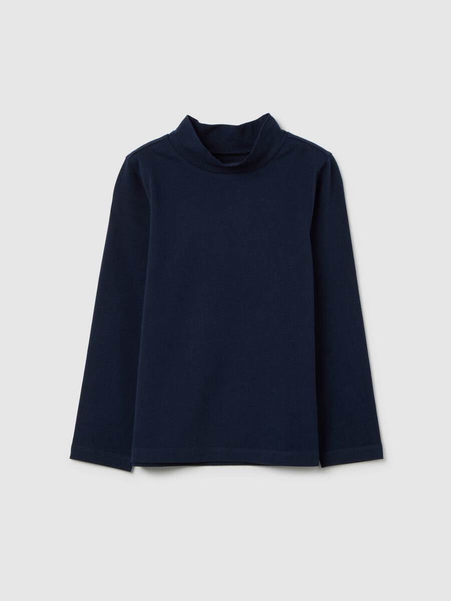 Maglia da bambino in cotone elasticizzato blu regular fit_0