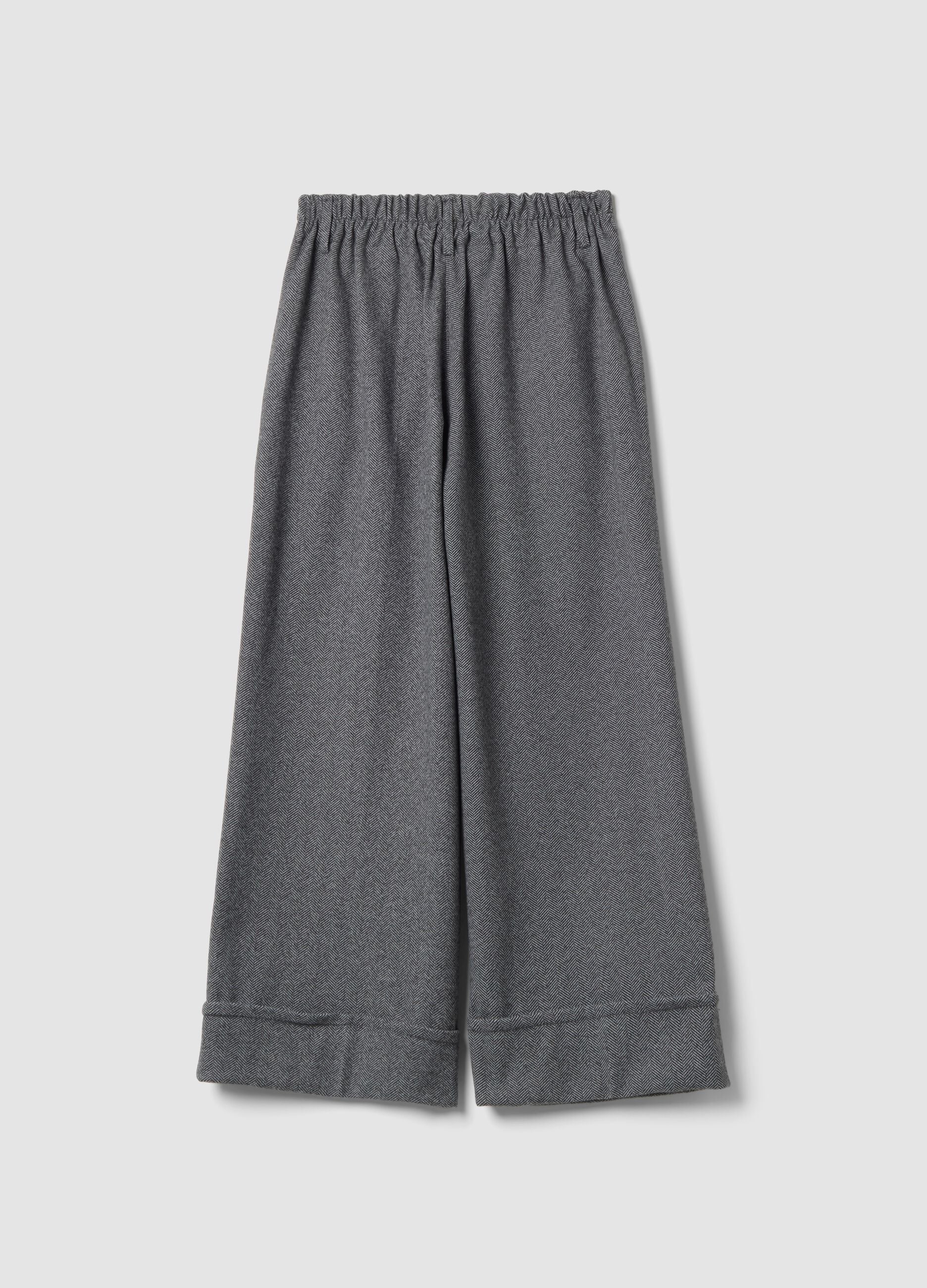 Grey wide-leg regular-fit trousers