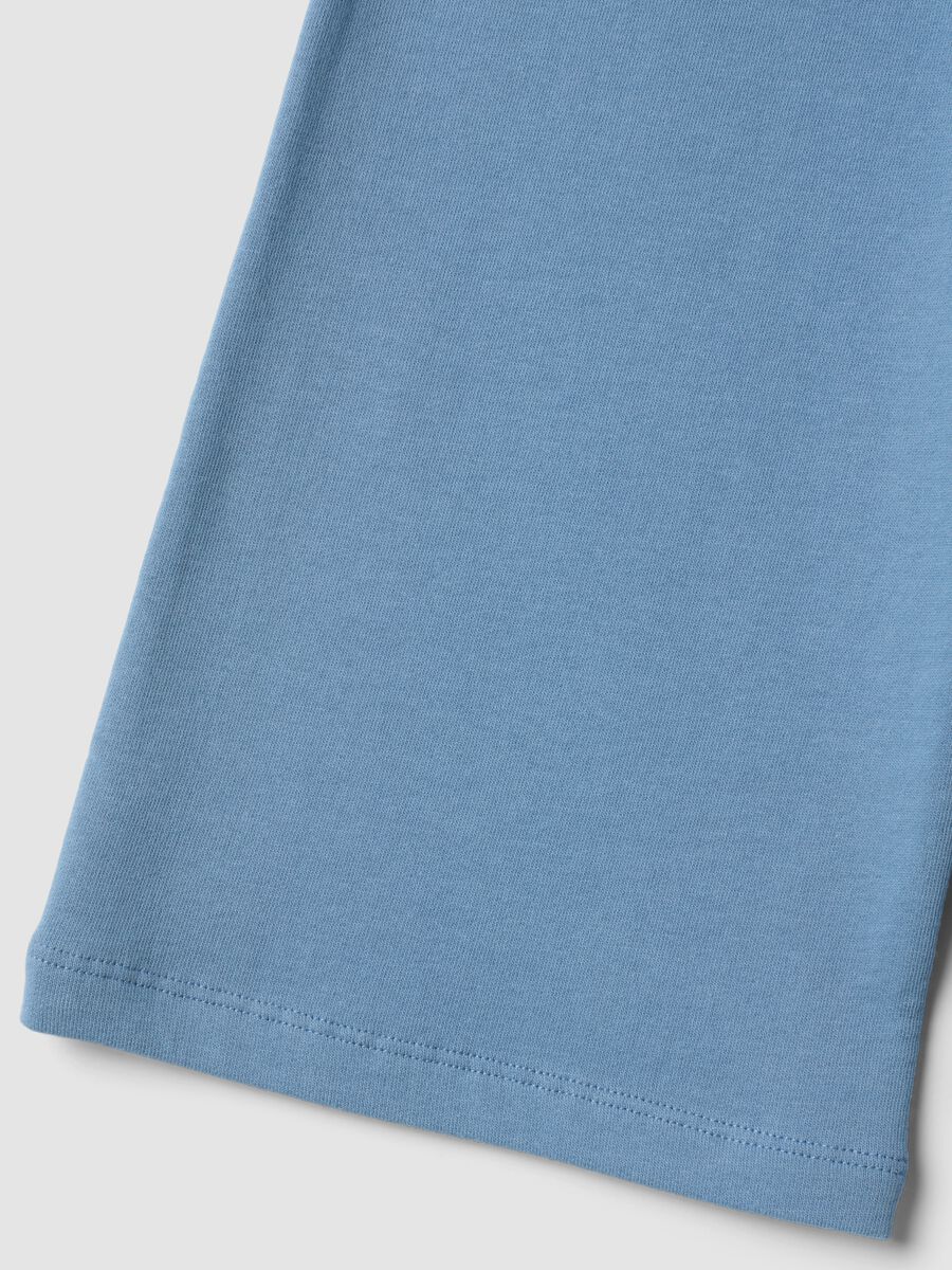 Pantaloni azzurri in puro cotone con vita elasticizzata regular fit_3