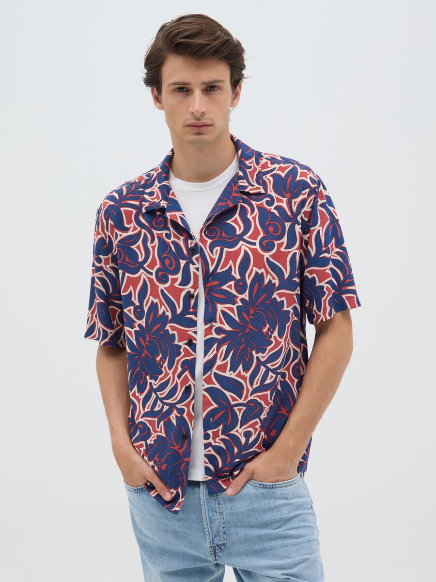 Men's Multicolour Viscose Over Fit Shirt_0