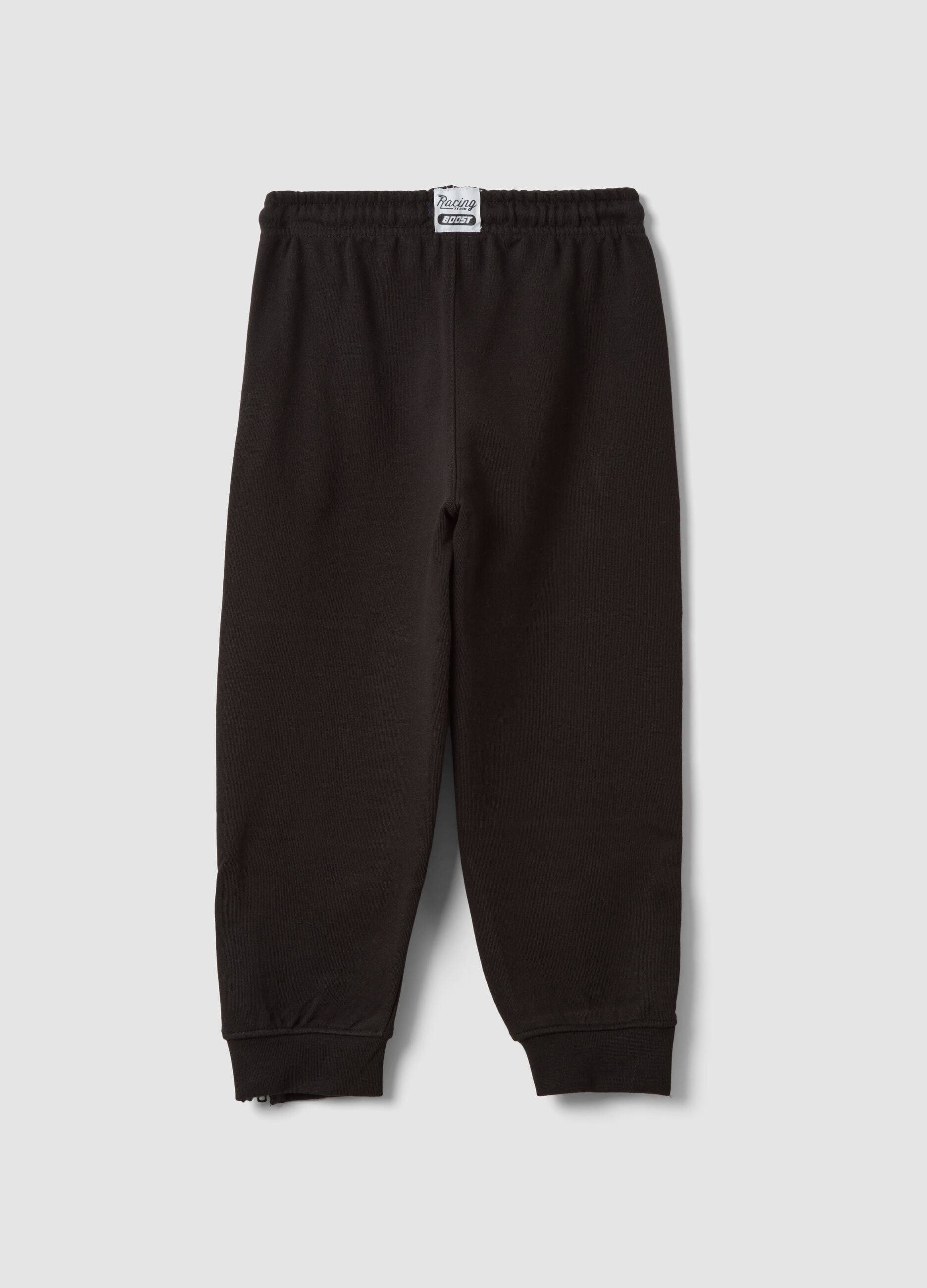 Black cotton-blend joggers with ankle zips