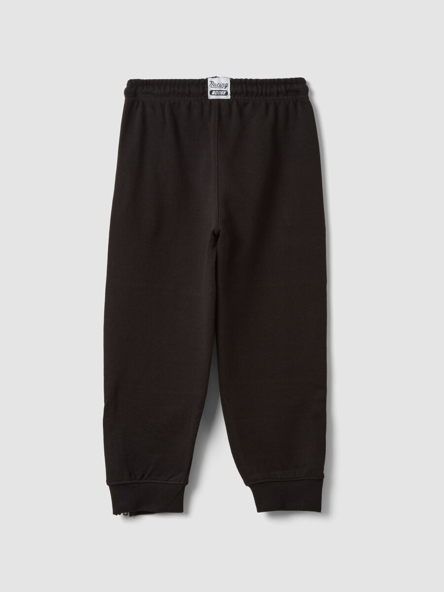 Pantaloni jogger neri in misto cotone con zip al fondo_1