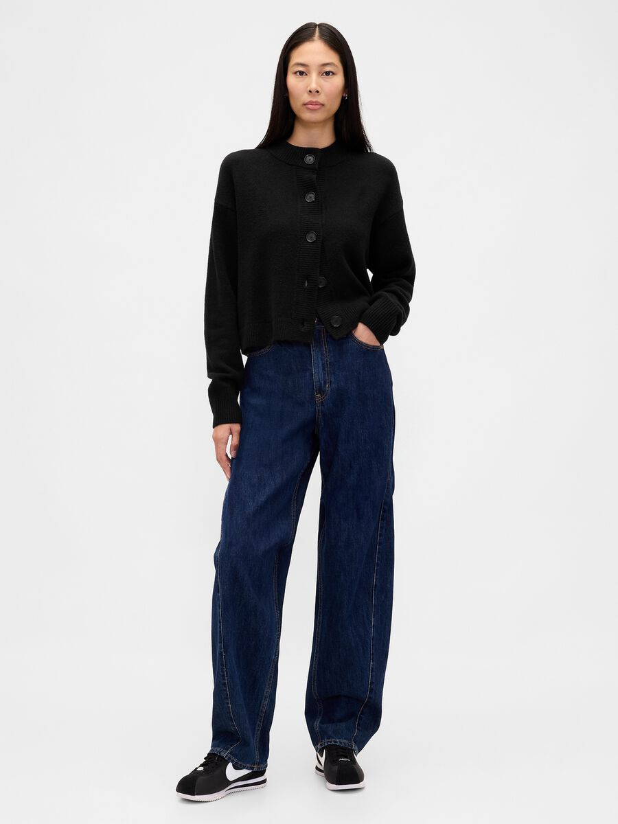 Cardigan nero in misto cotone e acrilico_2