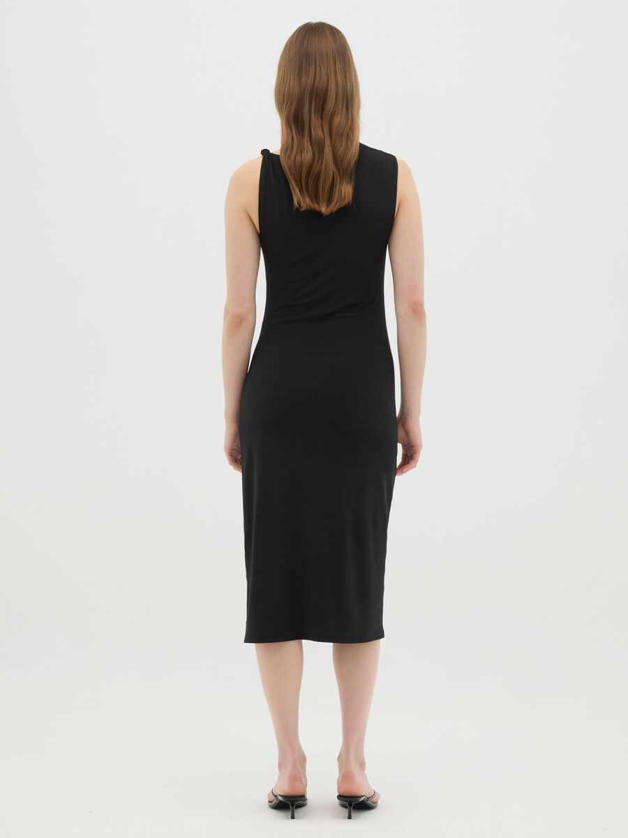 Women's Long Dress in Stretch Black Fabric_3