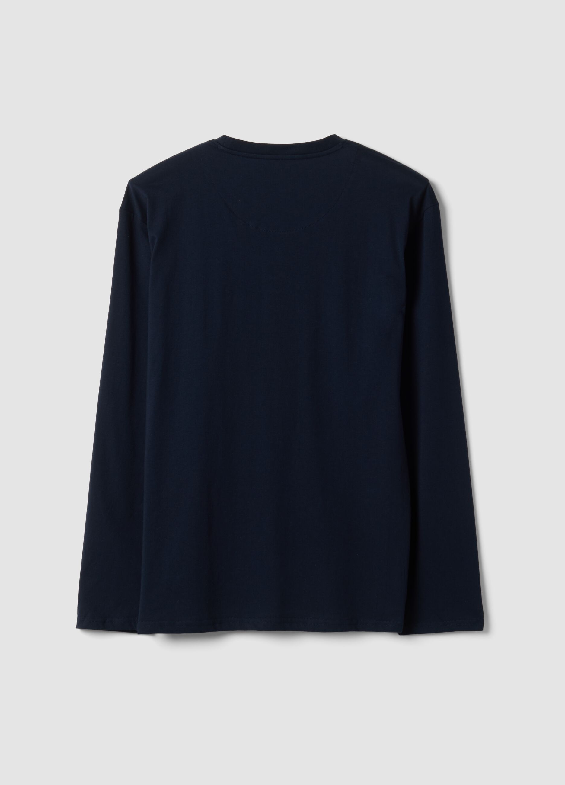 Blue organic cotton pyjama top with crew neck