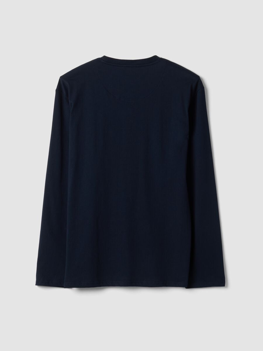 Blue organic cotton pyjama top with crew neck_2