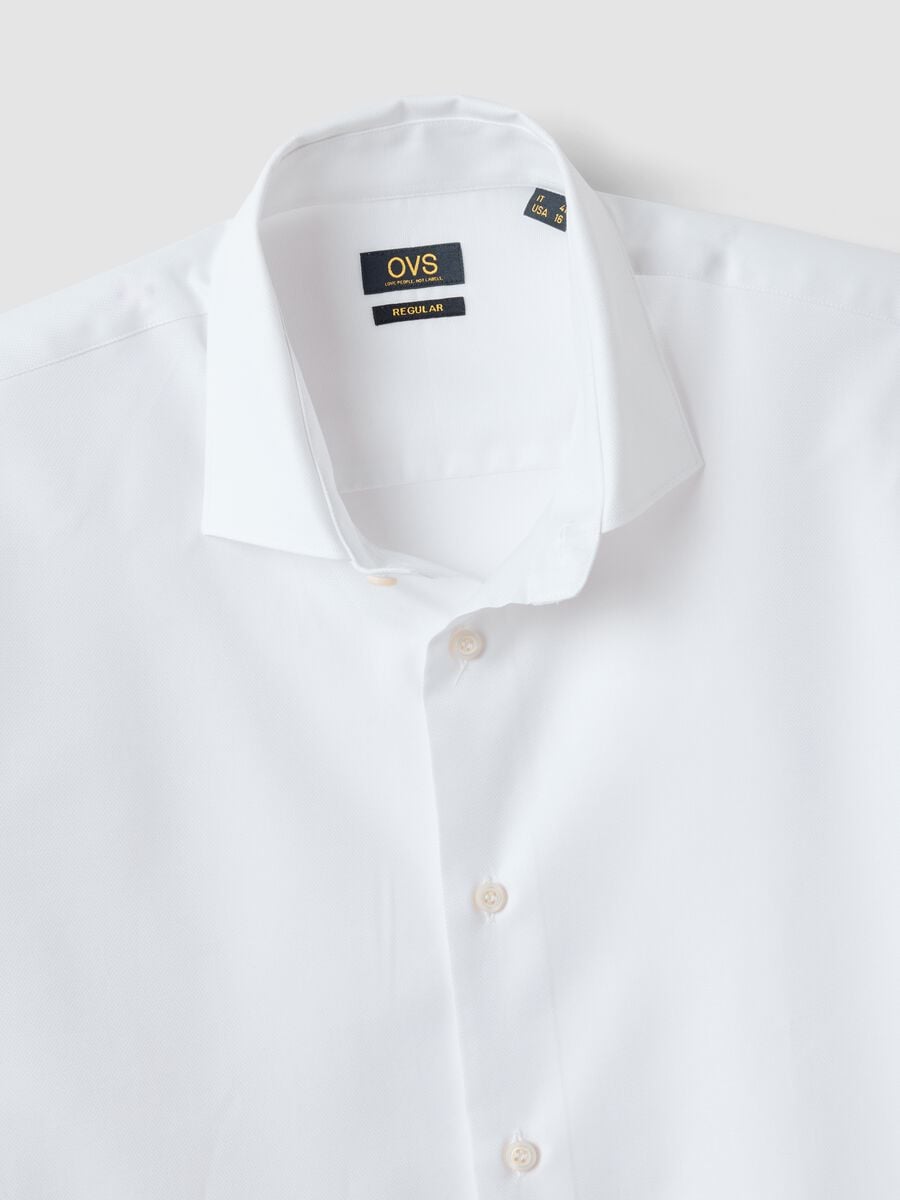 Camicia bianca in puro cotone dobby regular fit_2